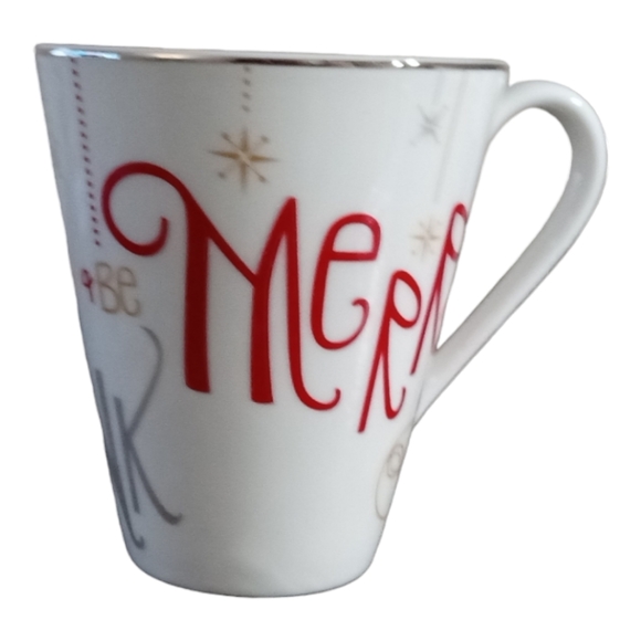 Lenox Holiday Mug Eat Drink Be Merry White Red Silver 12 oz - Picture 5 of 9